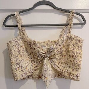 Tie front cropped floral top